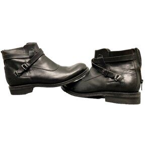 FRYE Rugged STONE CROSS STRAP Short Oil Resistant BLACK LEATHER BOOT 8.5 D